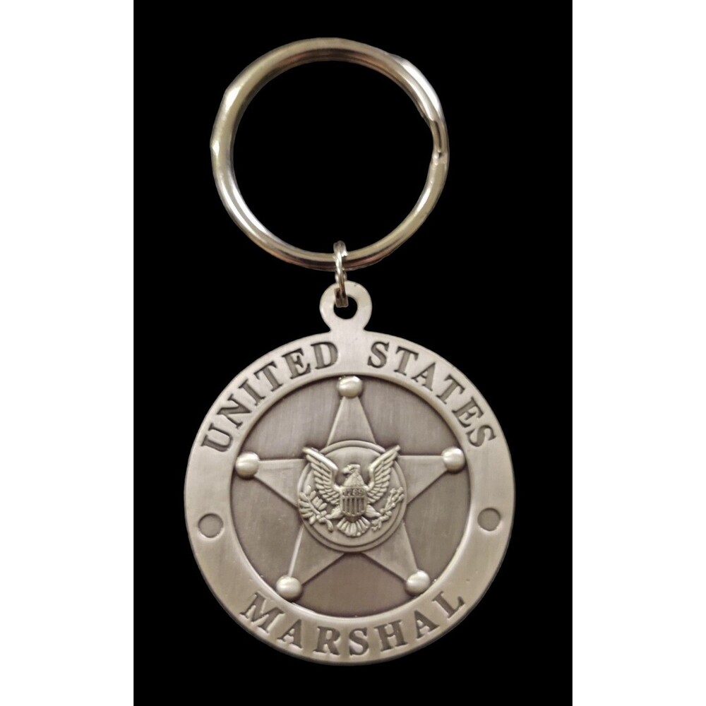 New USMS Marshals Service DOJ Dept Justice 1.5" Coin Key Chain Stainless Pewter